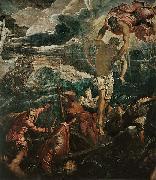 Jacopo Tintoretto San Marco salva un saraceno durante un naufragio oil